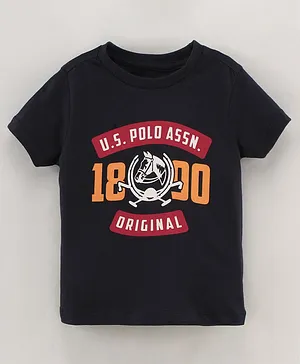 US Polo Assn Half Sleeves T Shirt Text Print - Black