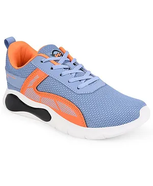 Campu Placement Checked Laced Up Mesh Sports Shoes - Orange