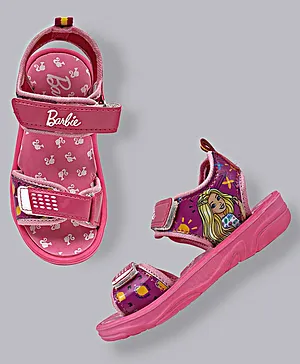 Kidsville Barbie Printed Velcro Closure Sandals - Pink