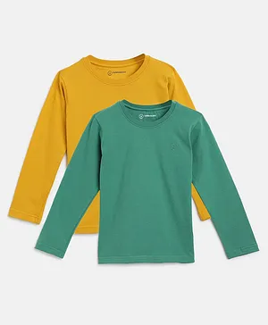 Campana Pack Of 2 100% Cotton Full Sleeves Solid T Shirt - Yellow Green