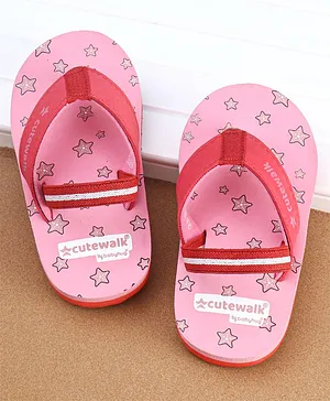 Cute Walk by Babyhug Flip Flops Star Print - Pink