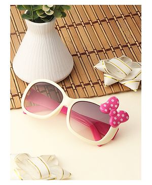 Passion Petals Kids UV Protected Sunglasses With Bow & Case- White Pink