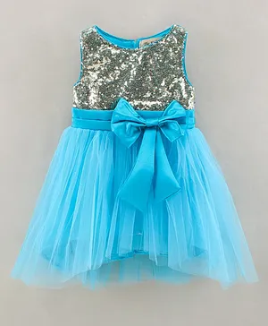 The KidShop Sequin Embellished Bodice Tulle Party Wear Dress - Blue