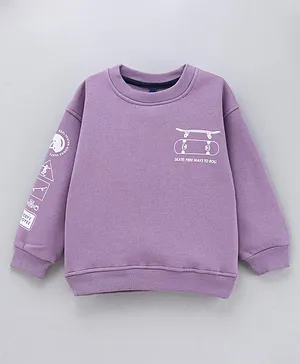 Little Kangaroos Full Sleeves Winter T-Shirt Text Printed - Purple