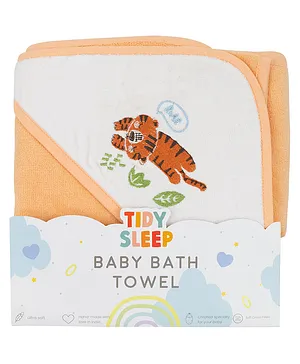 Tidy Sleep Premium Hooded Towel Cum Wrapping Sheet Tiger Print - Peach