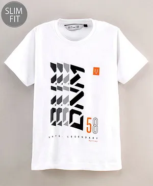 RUFF Half Sleeves T-Shirts Text Printed - White