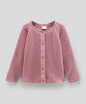 Bonfino Cotton Knit Full Sleeves Lightweight Sweater With Structured Knit Design - Dusky Pink