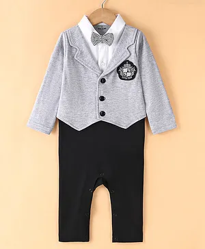 Mark & Mia Full Sleeves Party Romper with Bow - Black