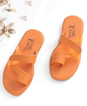 Hola Bonita Slip on Solid Colour Sandals - Orange