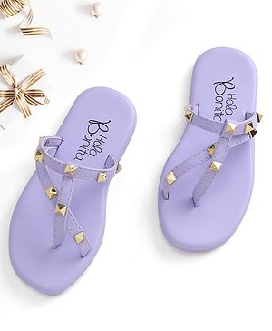 Hola Bonita Party Wear Slip On Sandal Studded Design - Lavender