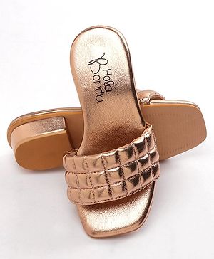 Hola Bonita Party Wear Slip On Sandal Solid Colour - Gold