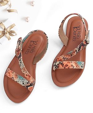 Hola Bonita Party Wear Slip On Sandal - Brown