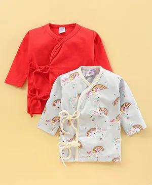 Ben Benny Full Sleeves Vests Unicorn & Solid Print Pack of 2 - Red Blue