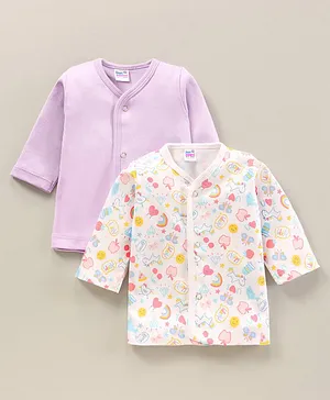 Ben Benny Full Sleeves Solid Color & Printed Vests Pack Of 2 - Purple White