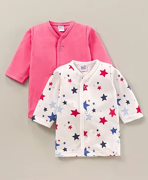 Ben Benny Full Sleeves Solid Color & Star Print Vests Pack Of 2 - Pink White