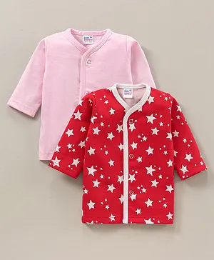 Ben Benny Full Sleeves Solid & Star Print Vests Pack Of 2 - Pink Red