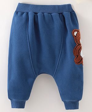 Kookie Kids Full Length Bear Embroidery Lounge Pant - Blue