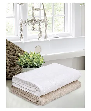 Haus & Kinder Cotton Terry Zero Twist Towel Set Pack of 2  White & Beige