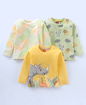 Babyhug Cotton Full Sleeves T-Shirts Animal Print Pack of 3 - Multicolour