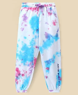 Pine Kids 100% Cotton Knit Full Length Bio Washed Lounge Pant With Tie & Dye Effect - Snow White
