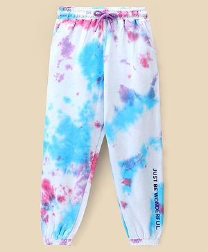 Pine Kids 100% Cotton Knit Full Length Bio Washed Lounge Pant With Tie & Dye Effect - Snow White