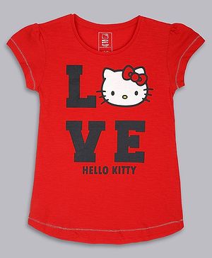 Kidsville Short Sleeves Hello Kitty Printed Top - Red