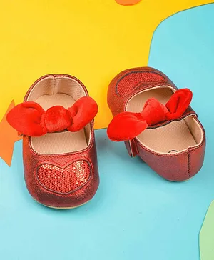 POPLINS Bow Embellished & Heart Detailed Booties - Red