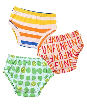 Plan B Pack Of 3 100% Cotton Silvadour Antimicrobial Finish Stripes & Text Printed Briefs - Multi Color