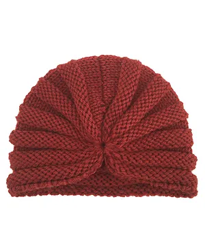 Syga Winter Woollen Hat Bowknot Turban Red - Diameter 34 cm