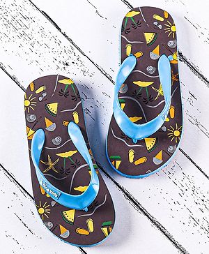 Pine Kids Flip Flops Beach Print- Blue Purple