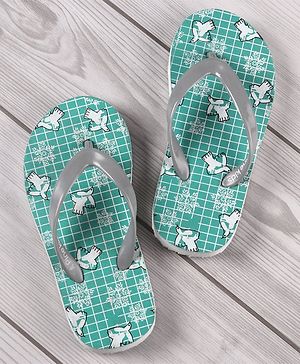 Pine Kids Flip Flops Bird Print- White Grey