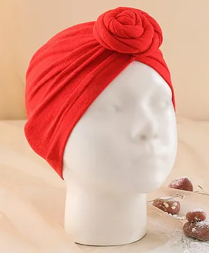 KIDLINGSS Rose Applique Detailed Turban Style Cap - Red