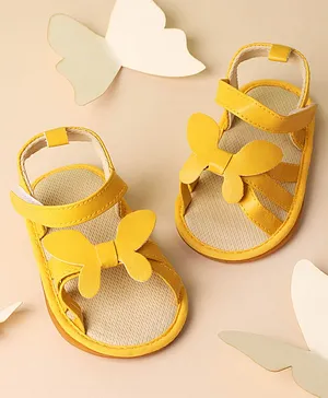 Kicks & Crawl Fly Butterfly Detail Booties - Yellow