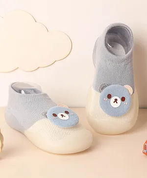 Kicks & Crawl Bear Theme Sock Shoes - Blue