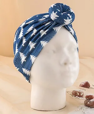 KIDLINGSS Pine Tree Printed Turban Style Cap - Dark Blue