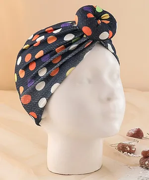 KIDLINGSS Polka Dots Printed Turban Style Cap - Black