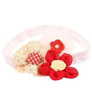Knotty Ribbons Handmade Three Flower Headband - Red