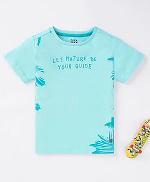 Ed-a-Mamma Half Sleeves Cotton Woven T Shirt Text Printed - Blue