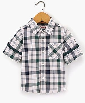 Babyhug Cotton Full Sleeves Checked Shirt- Green