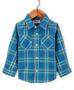 Babyhug Cotton Full Sleeves Checked Shirt- Navy Blue