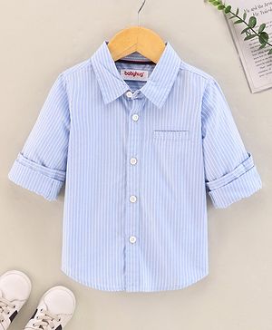 Babyhug Cotton Full Sleeves Striped Shirt - Blue