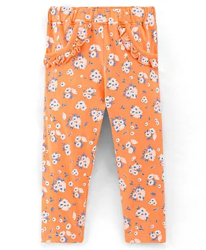 Doodle Poodle Cotton Full Length Pajama Floral Print - Peach