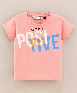 Ruff Half Sleeves T-Shirt Text Print - Pink
