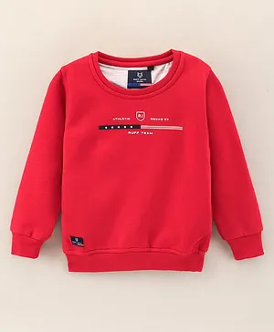 Ruff Full Sleeves Text Printed Sweatshirt - Red