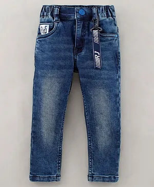 Ruff Full Length Washed Denim Jeans - Dark Blue