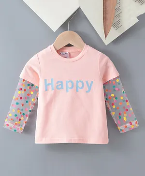 Kookie Kids Full Sleeves Top Text Print - Pink