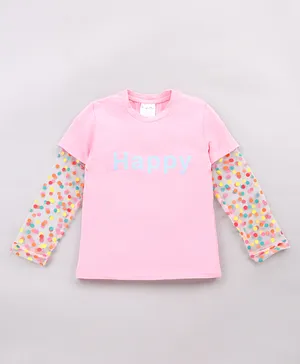 Kookie Kids Full Sleeves Top Text Print - Pink