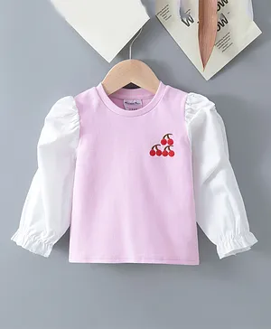 Kookie Kids Full Sleeves Cherry Embroidered Top - Pink