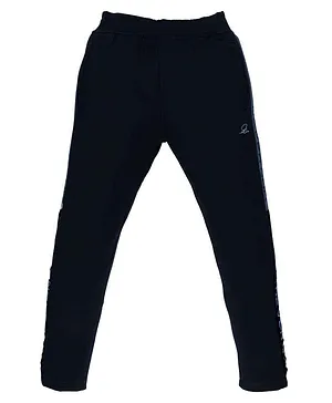 Status Quo Lycra Full Length Solid Track Pant - Navy Blue