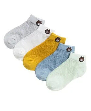MOMISY Ankle Length Antibacterial Socks Multi Design Pack Of 5 - Multicolor